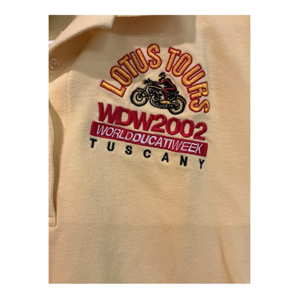 Outer Banks Lotus Tour WDW2002 World Ducati Week Tuscany Sleeveless Polo Shirt - Picture 3 of 6